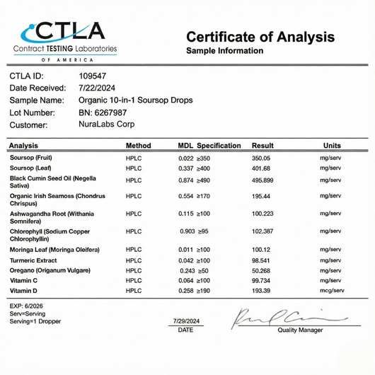 100% Organic 10-in-1 Soursop Extract Drops