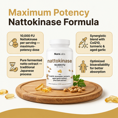 NuraLabs Nattokinase 10,000 FU with CoQ10, Turmeric & Aged Garlic