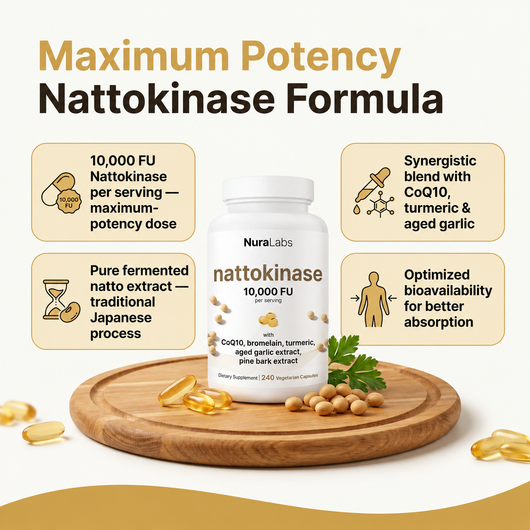 NuraLabs Nattokinase 10,000 FU with CoQ10, Turmeric & Aged Garlic