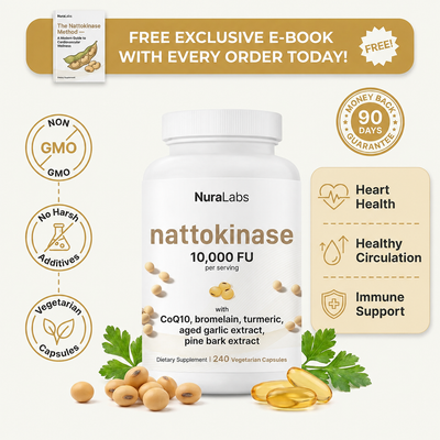 NuraLabs Nattokinase 10,000 FU with CoQ10, Turmeric & Aged Garlic